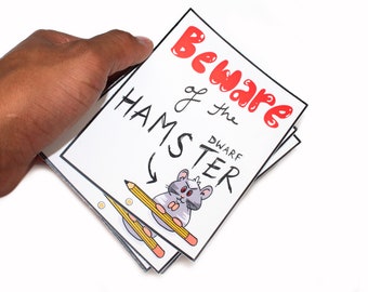 Reusable Dwarf Hamster Sign Poster Beware Pet Sign Made for Pet Cages Signs For Hamster Owner Posters For Pet Owner Cage Sign For Hamsters