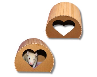 Hamster Hide Heart House, Cottage-core Cage Accessories