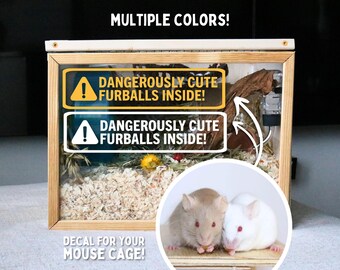 Mouse Cage Decal for Fancy Mouse Cage Accessory for Mouse Enclosure Sticker for Small Pet Funny Pet Sticker for Rodent Cage Warning Sticker