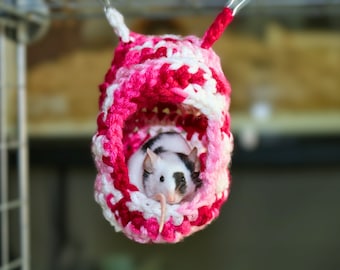 Pet Mouse Hammock for Small Animal Cage Accessory for Mouse Cage for Fancy Mice Hanging Hideout for Pet Mice Hanging Hideaway Hammock Toy