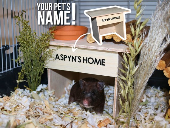 Wooden Pet House, Hamster Hide for Small Animals Cage Platform Personalized  Pet Boredom Breaker, Chamber Hide for Rodents Natural Chew Toys 