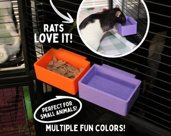 Hanging Small Animal Food and Water Dishes for Rat Cage | Snap on Pet Food Bowls, Colorful Rodent Food Bowl, Rat Boredom Breaker