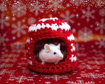 Peppermint Christmas Hideout For Fancy Mouse Christmas Cage Decor for Small Animal Christmas Toy for Rodent Christmas Gift for Hamster Owner