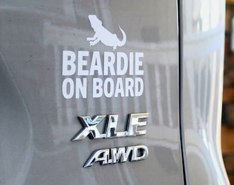 Bearded Dragon Car Decal For Bearded Dragon Owner Gift For Pet Lover, Funny Bumper Stickers, Removable Car Pet Cling, Beardie on Board Decal