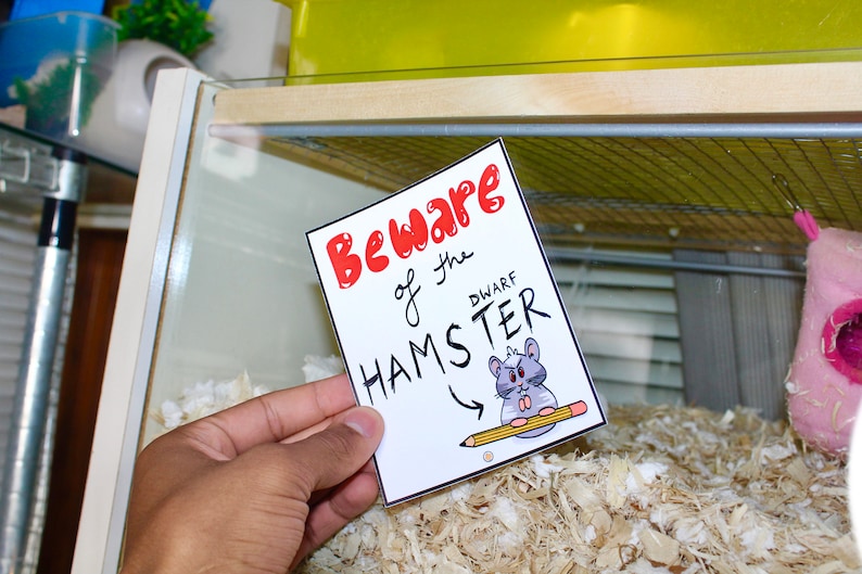 Reusable Dwarf Hamster Sign Poster Beware Pet Sign Made for Pet Cages ...