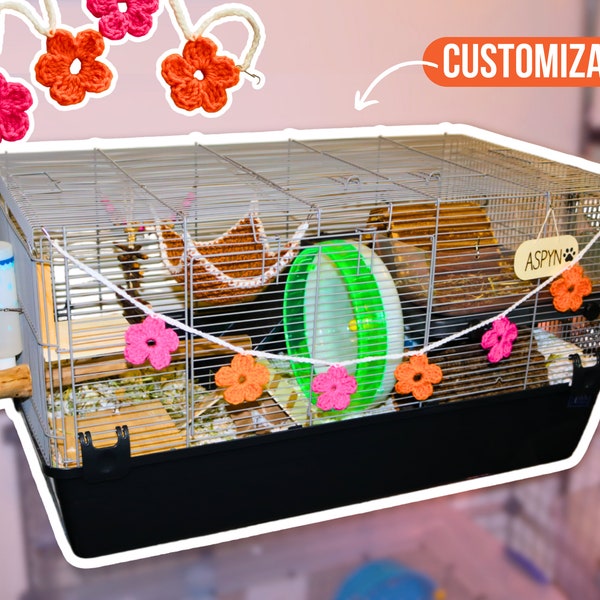 Customized Flower Garland For Pet Cage Accessories For Hamster Toy For Guinea Pig Cage Decor For Mouse Cage Garland Gift For Rodent Owners