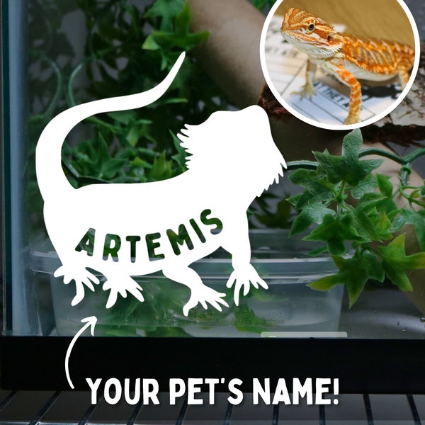 Bearded Dragon Name Decal for Bearded Dragon Enclosure Accessories for Bearded Dragon Tank Stickers for Lizard Custom Pet Name Decal Vinyl