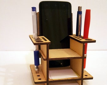 Laser-Cut Throne Phone Stand and Desk Organizer Digital Design File