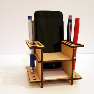 Desk Organizer DXF File – Laser Cut Pen, Phone & Business Card Holder for 4mm Material