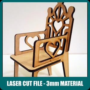 Cnc project, vector file for 3mm material , 12 inch doll chair, 1/6 scale