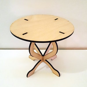 Vector file ready for laser cutting CNC, dxf, ai, svg files. 12 inch doll table, 1/6 scale
