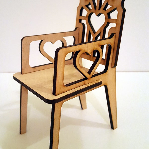 Cnc project, vector file ready for laser cutting, AI, Cdr, Dxf, Svg, 12 inch doll chair, 1/6 scale