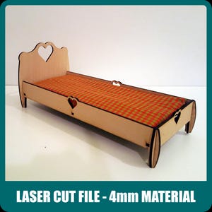 Lasergesneden poppenbed – vectormodel voor pop van 12 inch