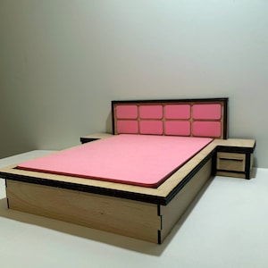 1/6 Scale Double Bed with Bedside Tables - CNC Laser Cutting File