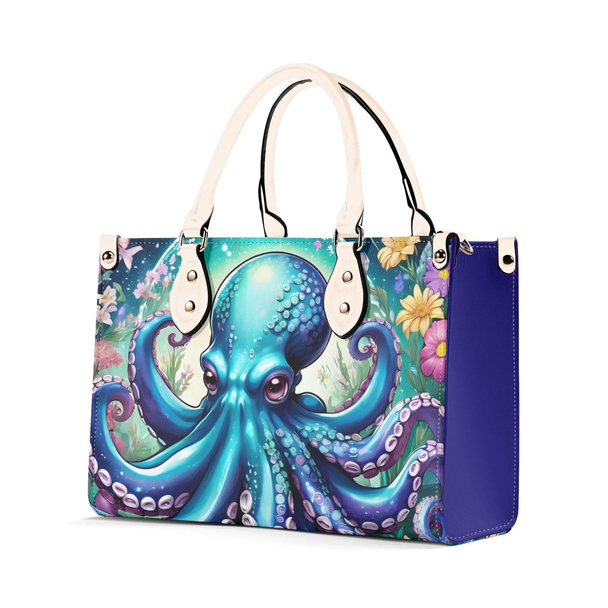 Octopus - Leather bag with cute animal print, Mother's day Gift
