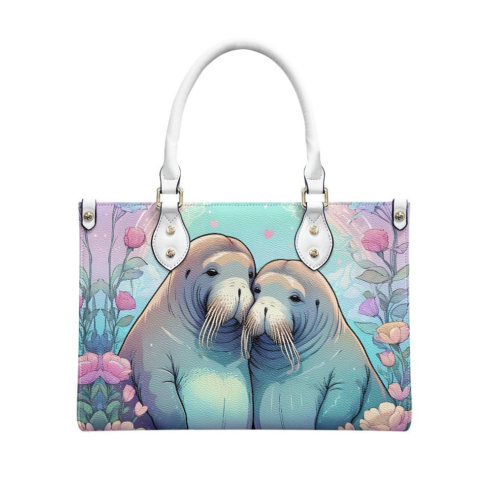 Walrus Love Purse Bag - Leather bag with cute animal print, Mother's day Gift