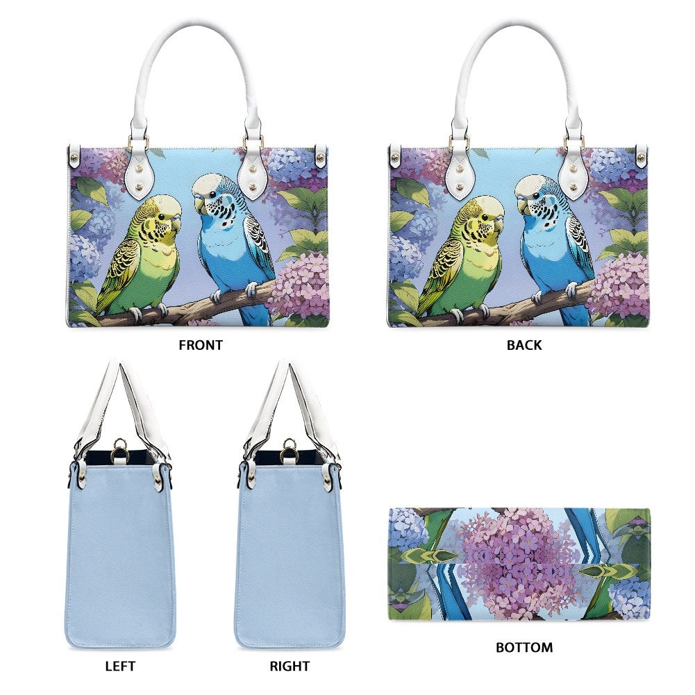 parakeet budgie Leather Handbag, Gift for Mother's Day