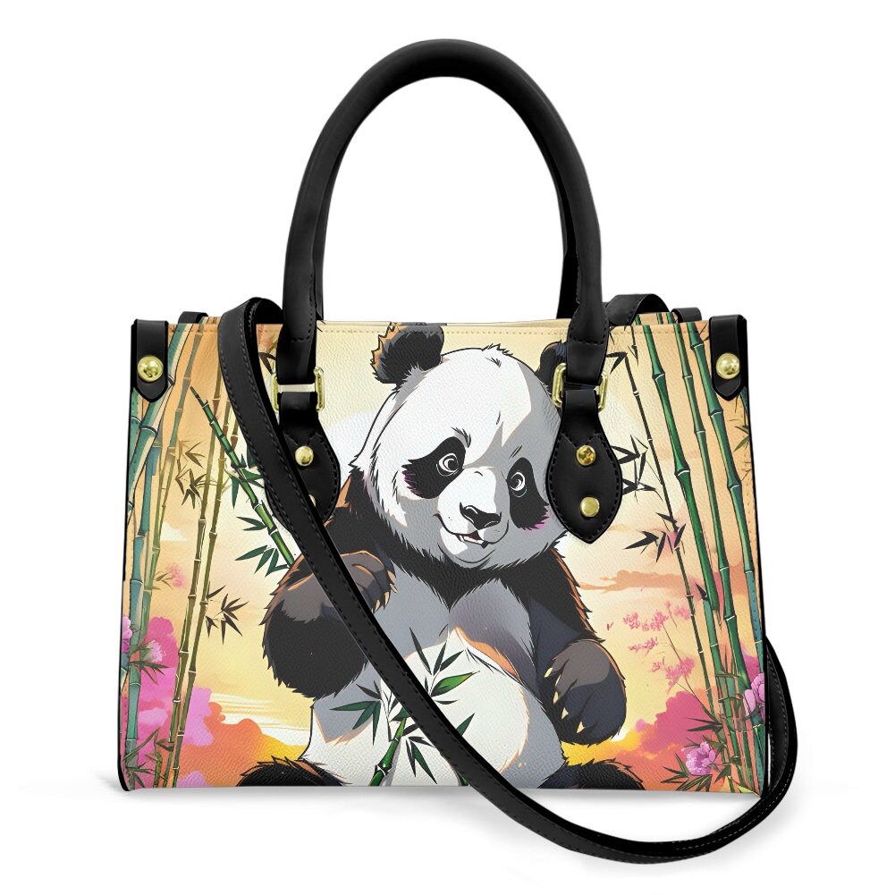 Panda - Leather bag with cute animal print, Mother's day Gift