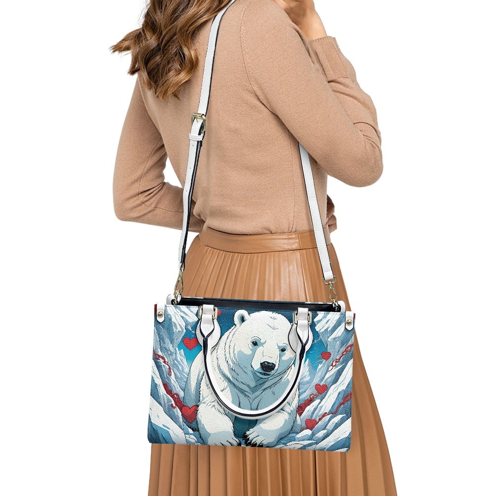 Polar Bear Leather Handbag, Gift for Mother's Day
