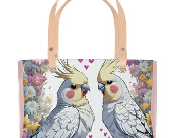 Cockatiel Luxury high end  tote bag purse chose of Vinyl or Nappa leather made in London handmade.