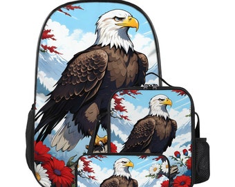 Bald Eagle Backpack, lunch Bag, Pencil case, school supplies bundle