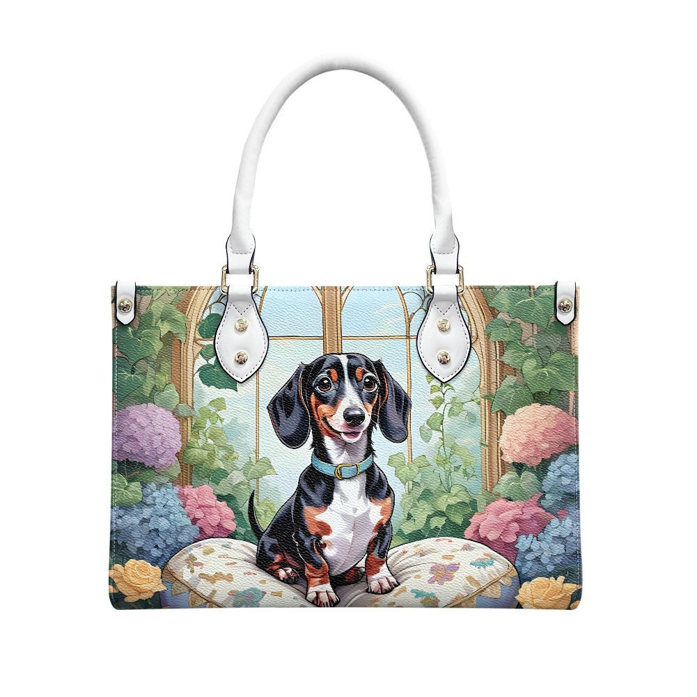 Dachshund Leather Handbag, Gift for Mother's Day