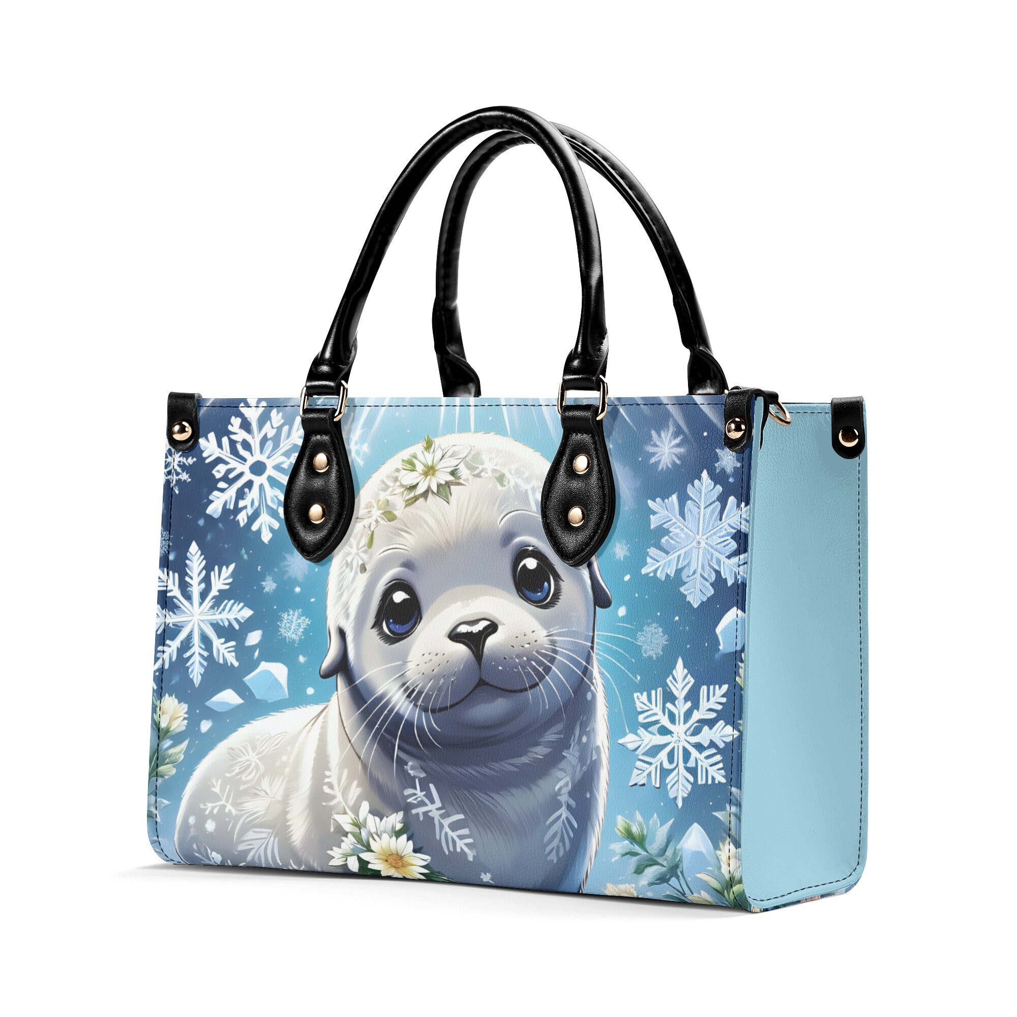 baby seal  Leather Handbag, Gift for Mother's Day
