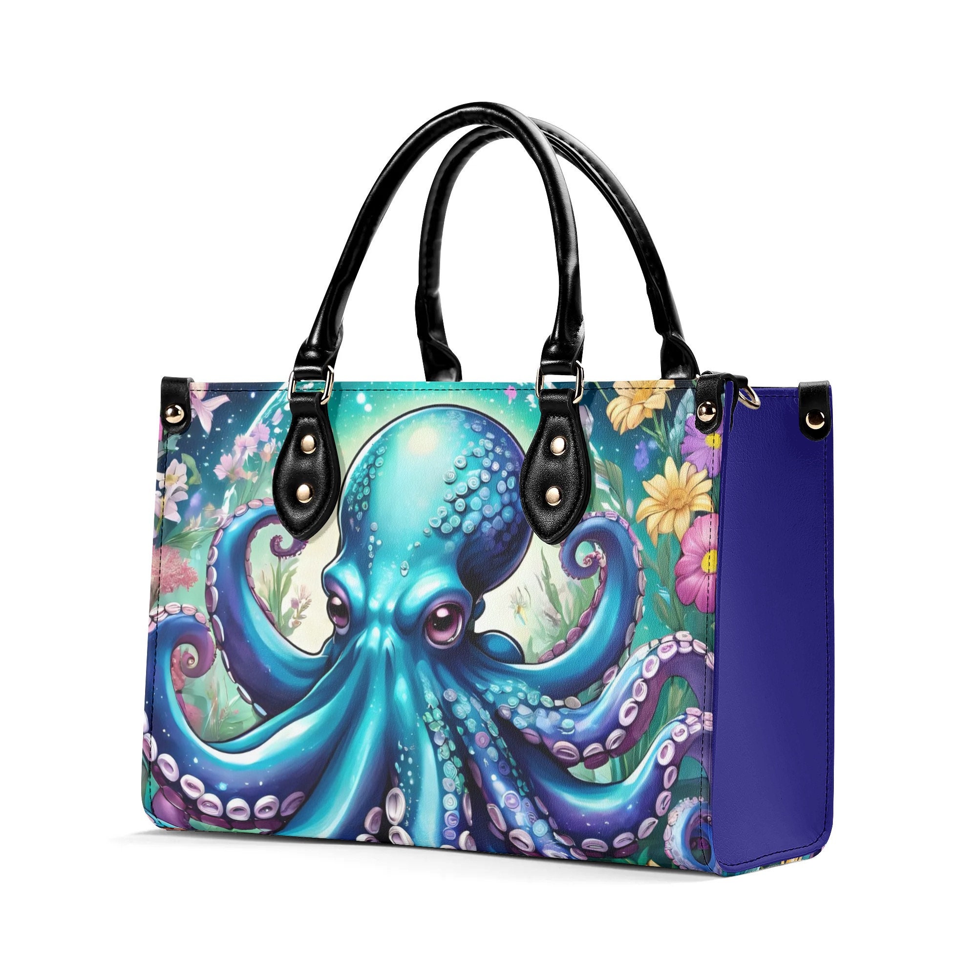 Octopus - Leather bag with cute animal print, Mother's day Gift