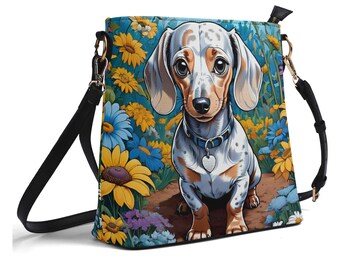 Dachshund Doxie Women's Zipper Bucket Bag Shoulder Bag