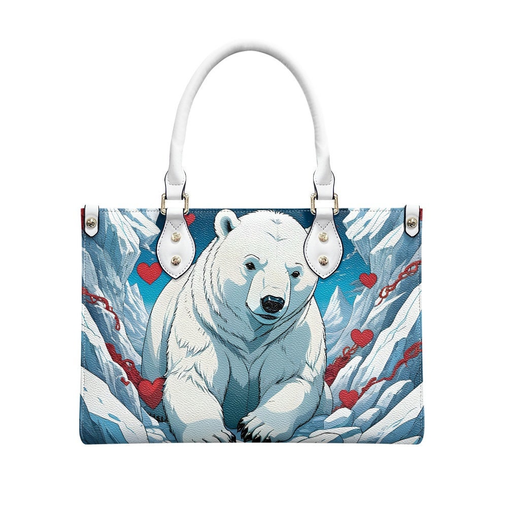 Polar Bear Leather Handbag, Gift for Mother's Day