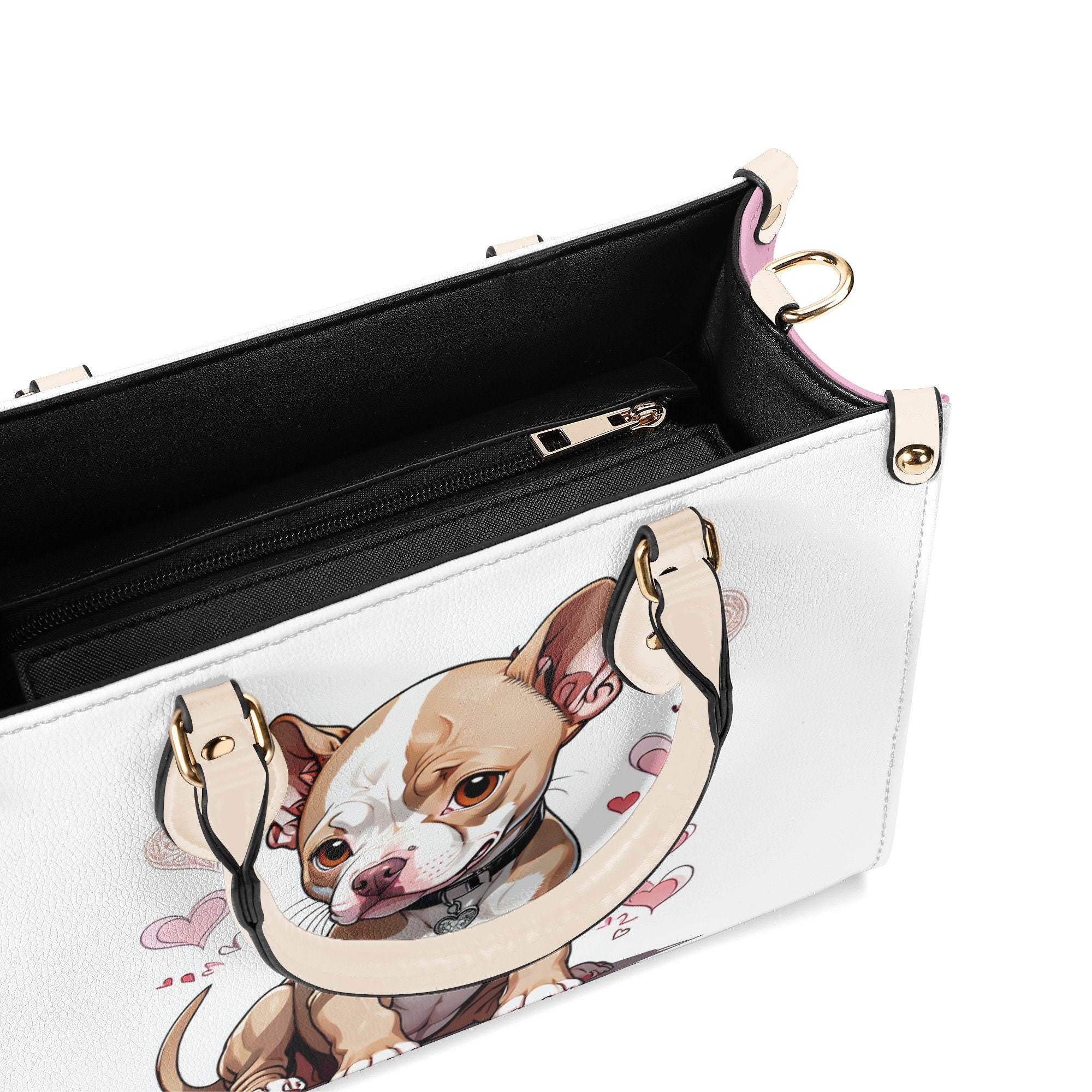 Pitbull Puppy Leather Handbag, Gift for Mother's Day