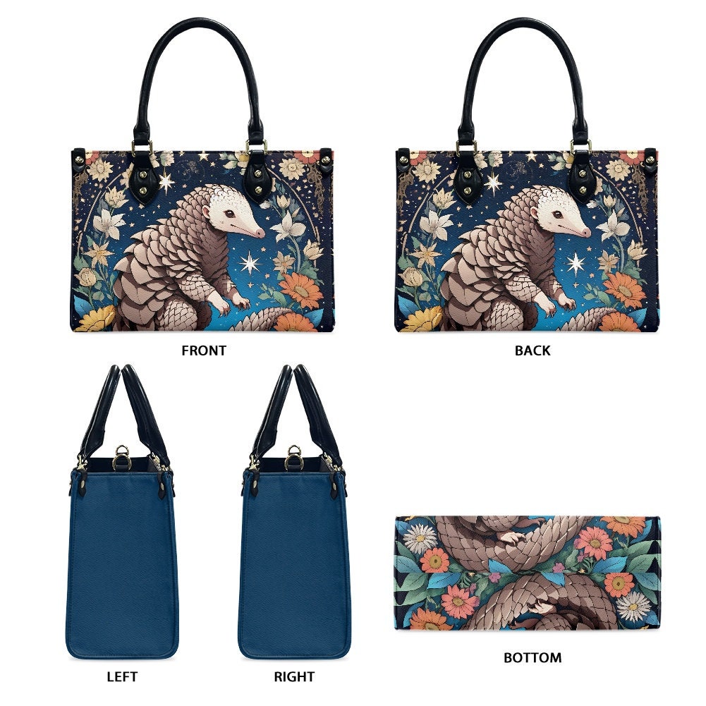Pangolin - Leather bag with cute animal print, Mother's day Gift