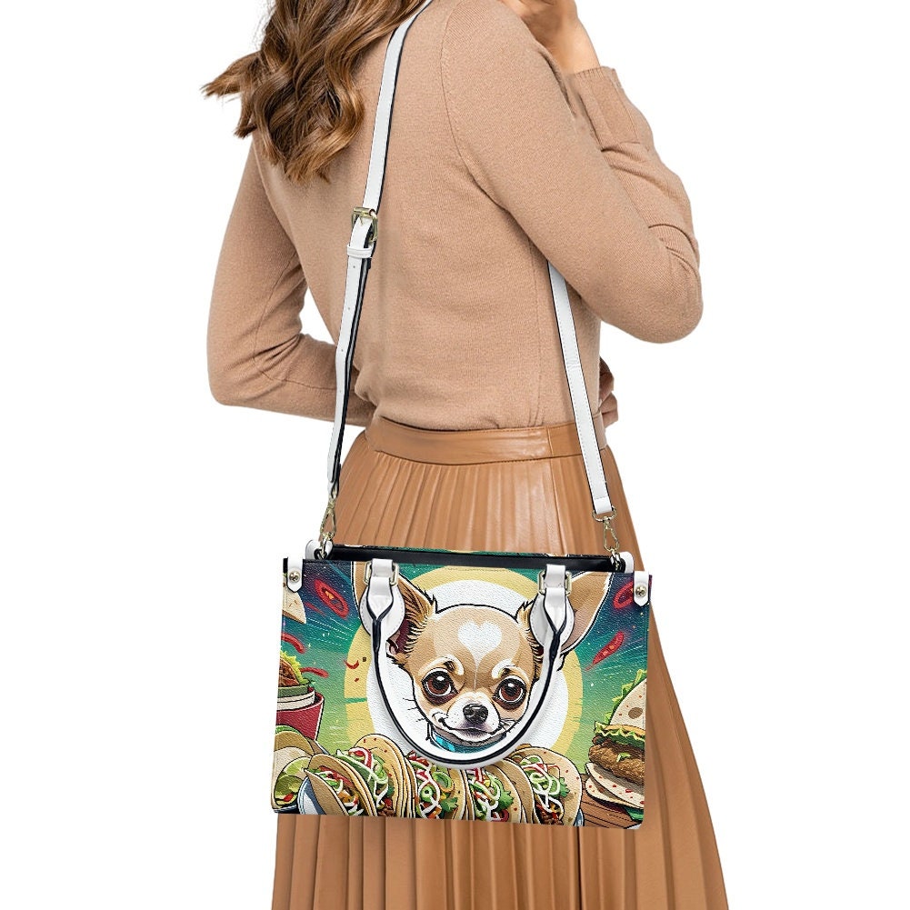 Chihuahua Taco Leather Handbag, Gift for Mother's Day