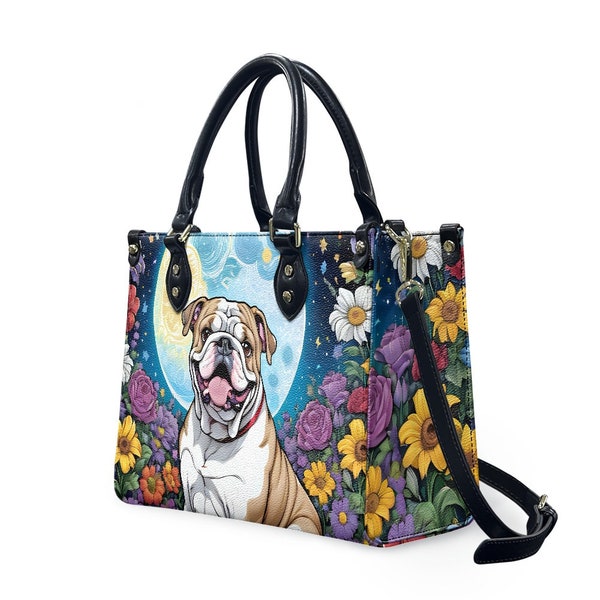 Sac à main bulldog anglais fleuri