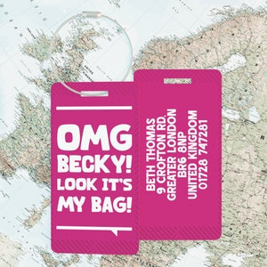 Personalisierte lustige ID-Gepäck-Reiseanhänger 20 Design-Option - Hochzeitsgeschenk - Him & Her Durable Metal Handtasche ID-Label Benutzerdefinierte Adresse und Name