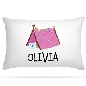 PERSONALISED Cushion Cover Pillowcase Kids Slumber Party Tent sleepover teepee Custom Gift for Girls and Boys