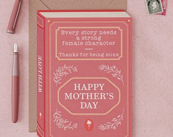 Mother's Day Card for Book Lover Mum | Literary Mother's Day Greeting Card, Personalised Message Inside