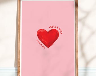 Personalised Couples Love Heart Print, Custom Anniversary Wedding Valentine Gift