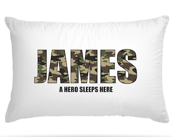 Personalised Army Camouflage Kids Pillow Case Customised Gifts Cushion Covers Bedroom Accessories Dinosaur Bedding for Birthday Decorations