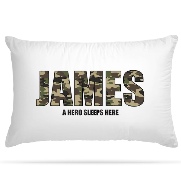 Personalised Army Camouflage Kids Pillow Case Customised Gifts Cushion Covers Bedroom Accessories Dinosaur Bedding for Birthday Decorations