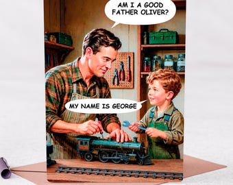 Funny Father's Day Card, Dad Gets Son's Name Wrong, Personalised Message Inside, Fathers Day UK Gift
