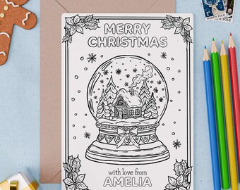 Christmas colouring card with ornament