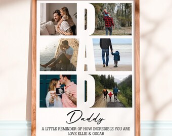 Personalised Fathers Day Gift, Dad Photo Collage Print, 6 Photo Poster, Custom Father's Day Gift for Dad, Daddy Gift Print
