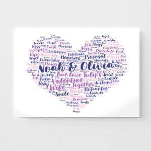 PERSONALISED Printable Heart Word Art Print Wall Decor Memory Keepsake Gift for Any Occasion Create Your Own Unique Wording Poster Unframed image 8