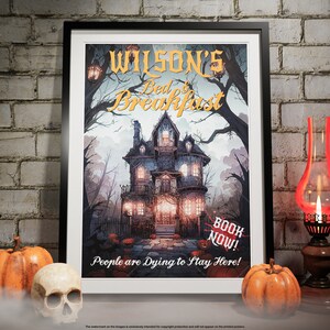 Personalised Halloween Party Decoration Wall Art Poster - Trick or Treat Scary Print – Spooky with add any Name - Halloween Art Decor