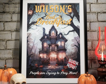 Personalised Halloween Party Decoration Wall Art Poster - Trick or Treat Scary Print – Spooky with add any Name - Halloween Art Decor