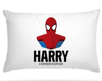 Customised Superhero Themed Pillow Case with 19 Character Option Personalised Gifts for Girls & Boys Sleepover Party or Home Accessories