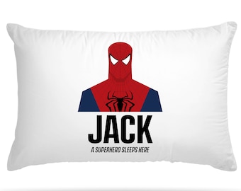 Customised Superhero Themed Pillow Case with 18 Character Option Personalised Gifts for Girls & Boys Slumber Party Decoration Bedroom Décor