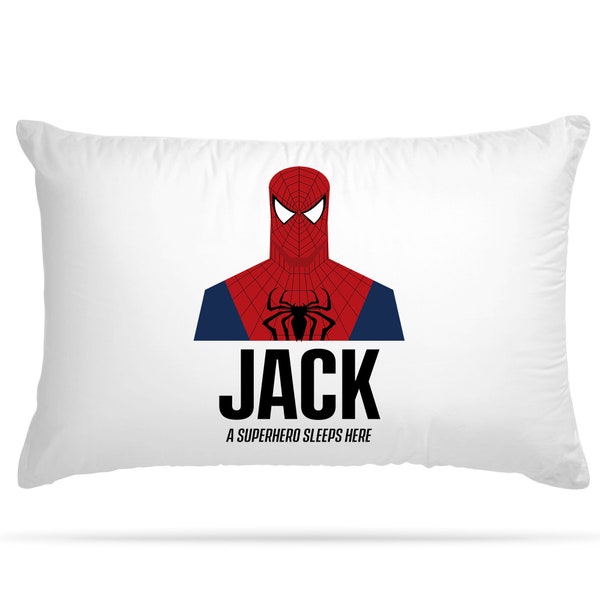 Customised Superhero Themed Pillow Case with 18 Character Option Personalised Gifts for Girls & Boys Slumber Party Decoration Bedroom Décor