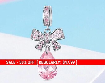 2pcs-1/" enamel pink bow Charm w// clear rhinestone-more colors